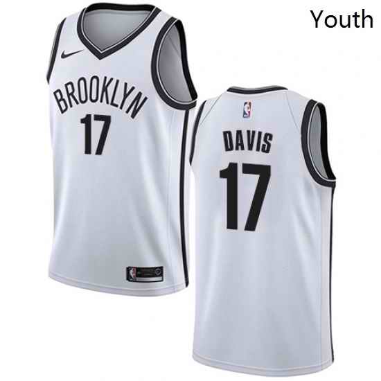 Youth Nike Brooklyn Nets 17 Ed Davis Swingman White NBA Jersey Association Edition